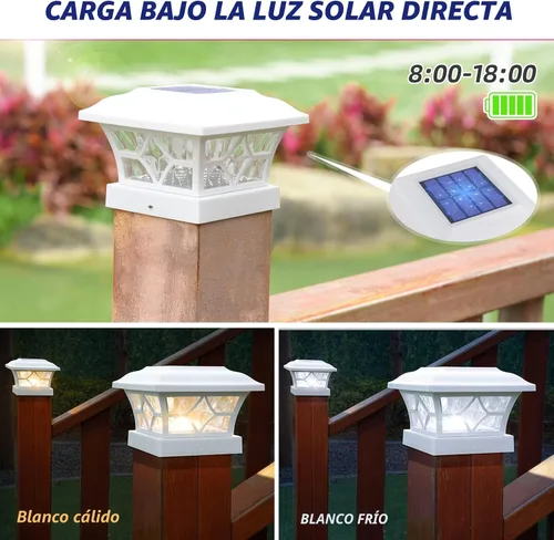 Vista 4 de APONUO Paquete de 4 luces solares para tapa de poste con batería de 1000 mAh, para vallas de 4 x 4, 5 x 5, 6 x 6, tamaño más grande y más duradero