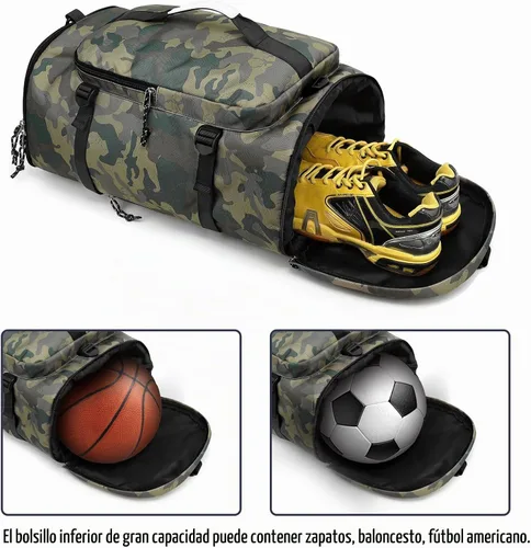 Vista 4 de Mochila de gimnasio de color sólido con compartimento para zapatos, bolsa para lucha libre, con 4 métodos de espalda impermeables para viajes