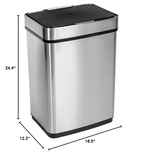 Vista 8 de Honey-Can-Do Bote de basura con sensor SS 50L TRS-08414 Plata