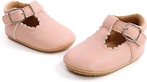 Vista 5 de Zapatos planos Mary Jane con lazo para bebé, suela de goma suave, zapatos para caminar para bebés, princesa, cuna, zapatos de vestir de boda