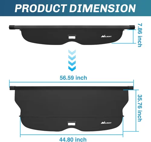Vista 5 de Nilight Cobertura de cajuela para Jeep Grand Cherokee Accesorios 2011-2021, cubierta de seguridad retráctil para carga trasera, con red