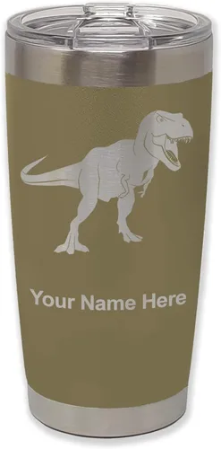 Vista 36 de LaserGram Vaso aislado al vacío de 20 onzas, dinosaurio Tiranosaurio Rex, grabado personalizado incluido (negro)