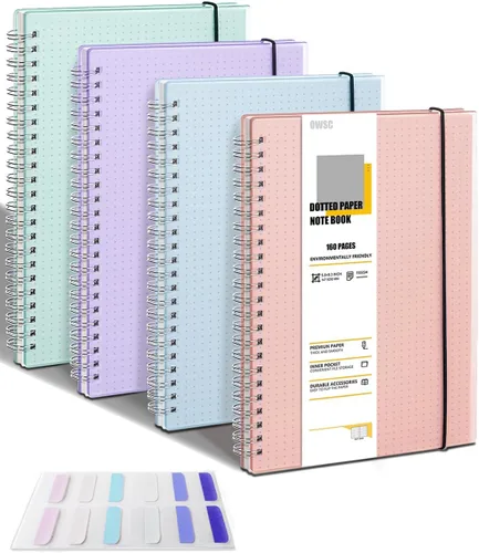 Vista 11 de OWSC Paquete de 3 Cuadernos de Puntos, Cuadernos en Espiral de 8.5 x 11 Pulgadas para Trabajo, Escuela y Diario con Papel Punteado de 110 GSM