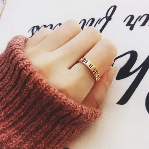 Vista 2 de New 2024 Rose Gold Color Jewelry Stainless Steel Austrian Crystals Lettering Stylish Wedding Rings Fashion Accessories