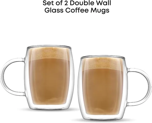Vista 3 de JoyJolt juego de 2 vasos de doble pared, tazas con aislante para 13.5 onzas, para café o té