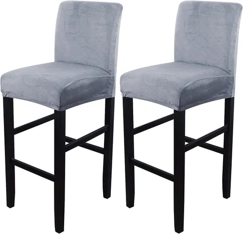 Vista 34 de SearchI Juego de 2 fundas para taburetes de bar, fundas de asiento de taburete elásticas y lavables, fundas para sillas de altura de mostrador