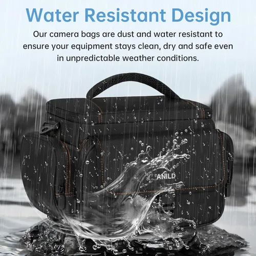 Vista 6 de ANILD DSLR - Bolsa cruzada para cámara fotográfica, resistente al agua, bolsa de mensajero para cámara fotográfica de viaje con soporte