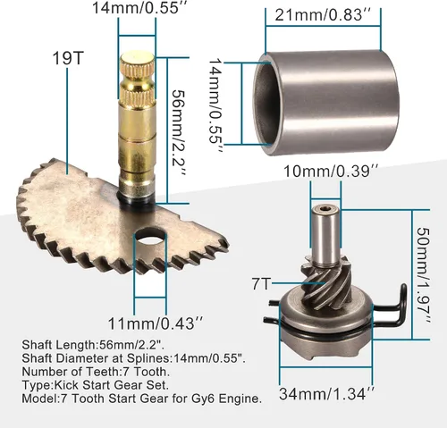 Vista 2 de GOOFIT Idel Gear para reparación del engranaje de arranque para motonetas GY6 de 50 cc 60 cc y 80 cc