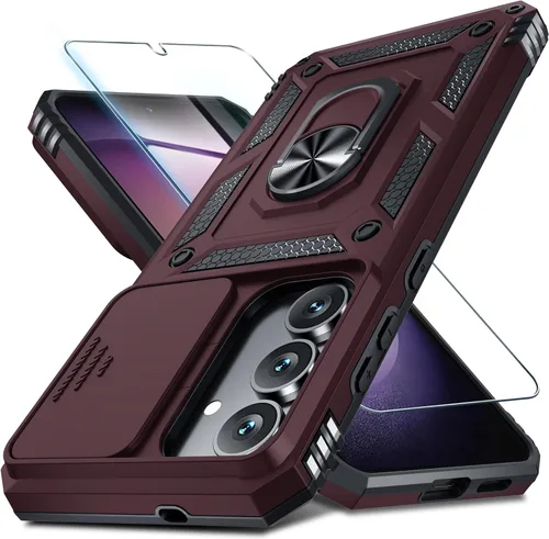 Vista 38 de Janmitta Compatible con Samsung Galaxy S24 FE Funda con Cubierta Deslizante Integrada para Lente de Cámara+Protector de Pantalla+Soporte de Anillo