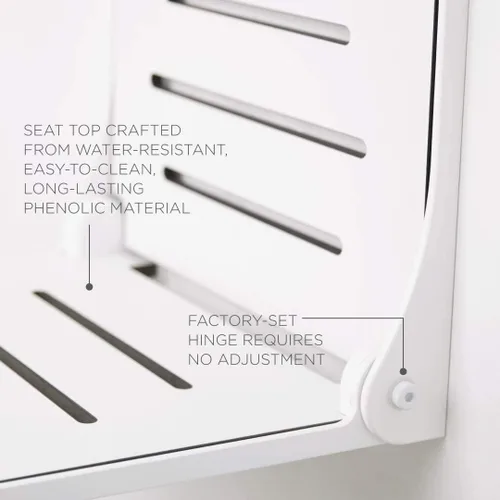 Vista 8 de Seachrome Lift-Assist Silhouette - Ducha plegable con respaldo alto, asiento de almendra con marco de bronce