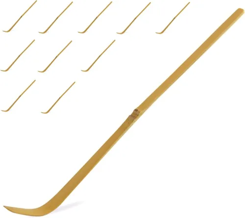 Vista 6 de Chashaku japonés 2 piezas x cuchara de bambú matcha (bambú dorado y negro) para medir el polvo de té verde Matcha Cuchara para ceremonia de té