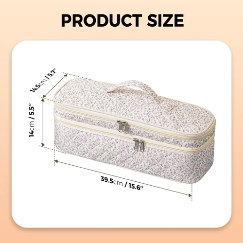 Vista 2 de Bolsa de viaje de herramientas para el cabello de doble capa para rosa (Floral Pink)