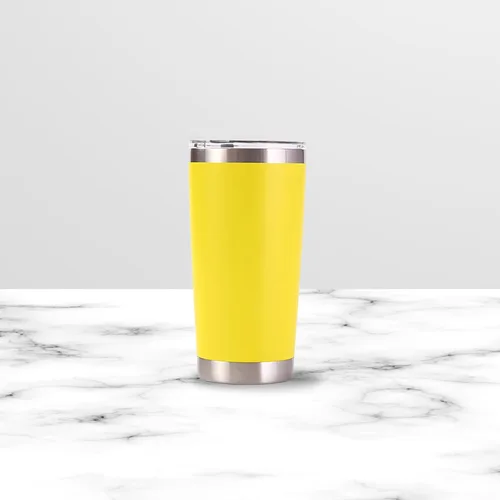 Vista 4 de Vaso de 20 onzas de acero inoxidable de doble pared al vacío, vaso de viaje, taza de café térmica con tapa (negro)