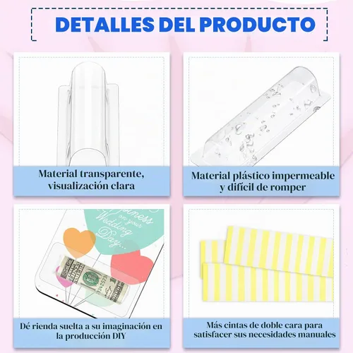 Vista 3 de 60 bolsas de bálsamo labial de plástico para dinero, soporte para lápiz labial transparente, cúpulas de plástico transparente para tarjetas