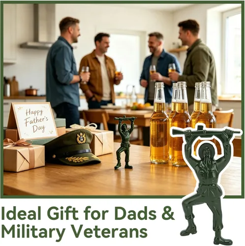 Vista 4 de Paquete de 2 abridores de botellas de cerveza del ejército, abridor de cerveza 3D Green Army Man, aleación de zinc sólida, divertido abridor