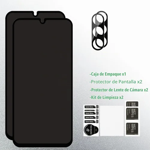 Vista 7 de Protector de pantalla de privacidad para Samsung Galaxy A15 + protector de lente (2+2) Dureza 9H, resistente a los arañazos, vidrio templado