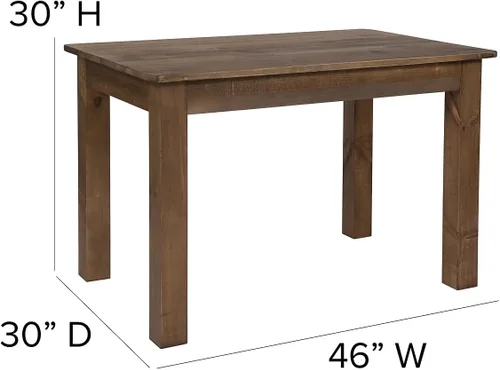 Vista 3 de Flash Furniture HERCULES Mesa de comedor rectangular de 46" x 30" de pino macizo rústico antiguo de granja