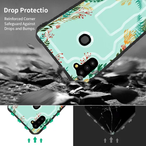 Vista 5 de FITO - Funda para Samsung Galaxy A11, durable, resistente a los golpes, con protector de pantalla y soporte integrado Letra de Leaves