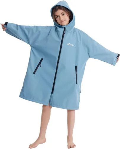 Vista 5 de Hiturbo Parka de natación impermeable para niños abrigo de natación resistente al viento, forro polar fino, chaqueta de nadador de gran