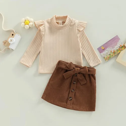 Vista 8 de Conjunto de 2 piezas de falda bonita para bebé niña pequeña para otoño e invierno