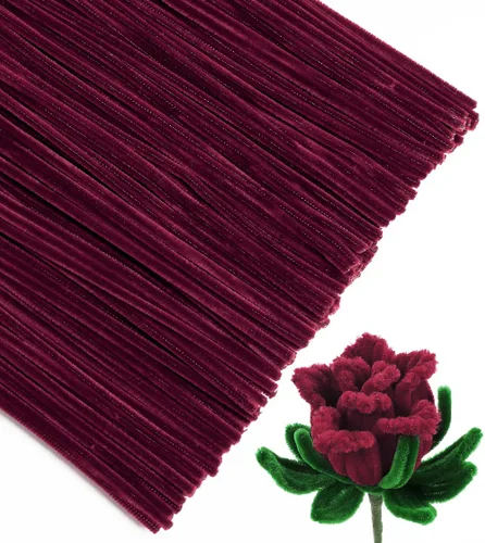 Vista 17 de IOOLEEM - Limpiapipas, 200 tallos de chenilla para hacer flores de color rosa claro
