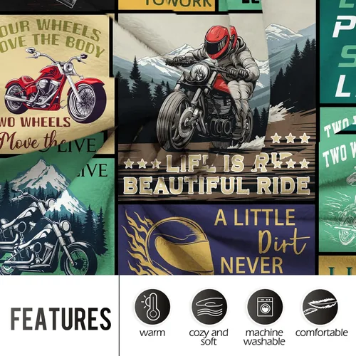 Vista 3 de Levens Manta de motocicleta de regalo para motociclista, 60 x 50 pulgadas, manta de franela suave para deportes extremos para hombres, niños