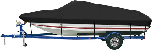 Vista 17 de iCOVER - Funda para lancha remolcable, resistente, impermeable, lona, grado marino, apta para lanchas de pesca y esquí, V-Hull, de 14-16 pies