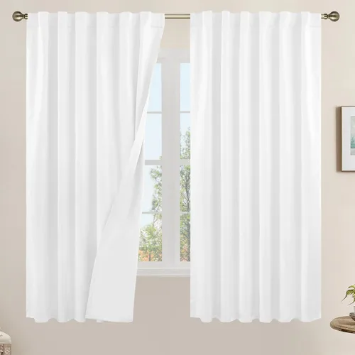 Vista 157 de LAMIT Cortinas opacas cortas de lino de 30 pulgadas para ventanas de cocina sobre el fregadero, cortinas de café texturizadas de lino marfil