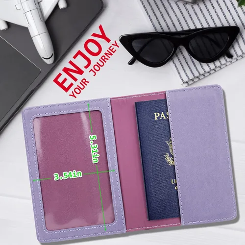 Vista 5 de TIGARI Fundas para pasaporte para pasaporte fundas para pasaporte y vacuna tarjetas combinadas estuche ultra delgado para pasaporte para mujeres