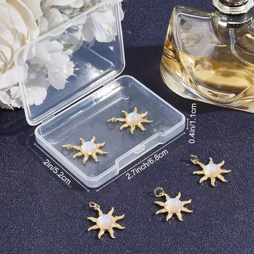 Vista 7 de Beebeecraft 1 caja de 5 dijes de sol chapados en oro de 18 quilates con cristal de ojo de gato celestial para hacer joyas, pulseras, collares