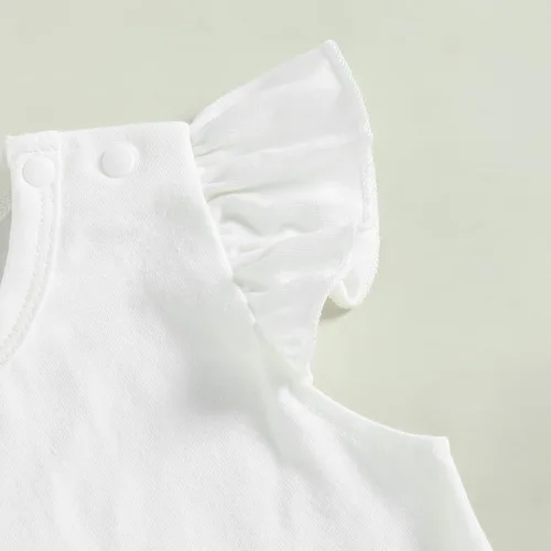 Vista 6 de Camiseta básica de manga corta con volantes para niñas pequeñas, ropa casual de verano