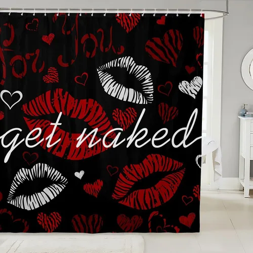 Vista 18 de Feelyou Leopard Print Lips Shower Curtain for Bathroom Decor Cheetah Print Bath Curtain Kissing Lips Bathroom Accessories Waterproof Polyester