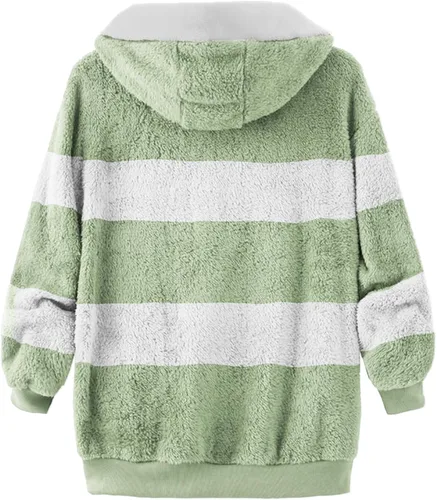 Vista 5 de SNKSDGM Sudadera de lana sintética de manga larga con cremallera para mujer, chaqueta de otoño e invierno mullida con capucha suelta