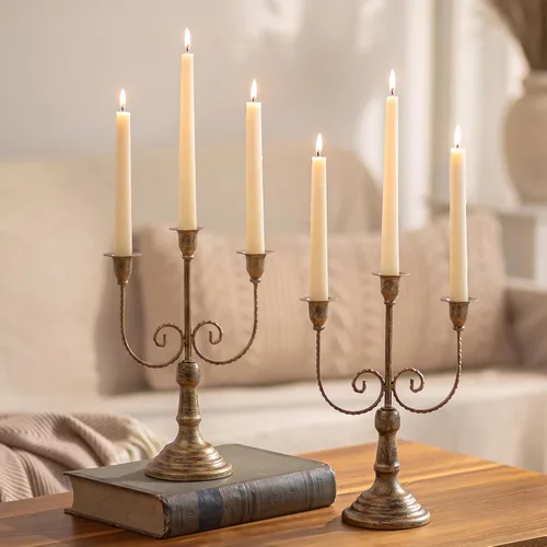 Vista 19 de NUPTIO - Candelabros dorados, juego de 2 candelabros de 5 brazos Oro de 5 brazos