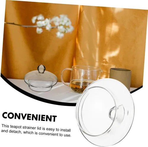 Vista 3 de DOITOOL Infusor de té 3 piezas de tapa de vidrio de repuesto, tapas transparentes, tapa de tetera para tetera pequeña, ollas de té de vidrio