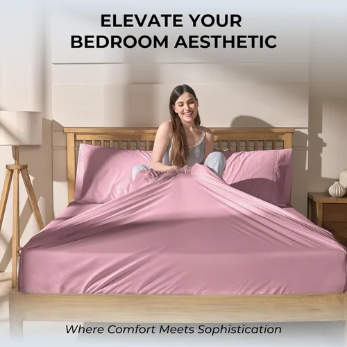Vista 5 de Sábanas de Cama de Algodón 100% Natural Juego de Sábanas Twin de Tejido Satinado de Una Sola Capa de 500 TC Ropa de Cama Sólida Suave