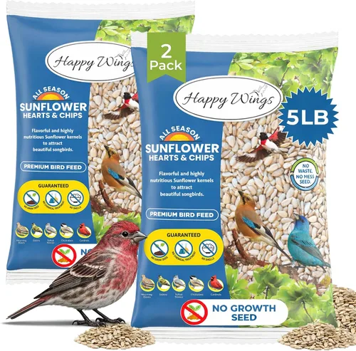 Vista 10 de Happy Wings Corazones y Chips de Girasol - Kernels y Chips de Girasol Comida para Pájaros - 5 Lb Sin Desorden, Sin Desperdicio I Semillas que No