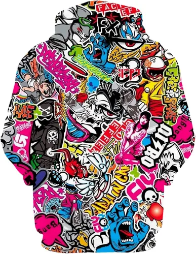 Vista 2 de Sudadera con capucha para hombre y mujer moda callejera graffiti hip-hop sudaderas con capucha estilo rap suéteres