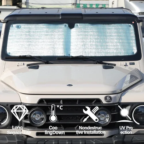 Vista 6 de Parasol para parabrisas de automóvil compatible con INEOS Grenadier 2020-2025, protector solar para parabrisas delantero, protección contra rayos UV