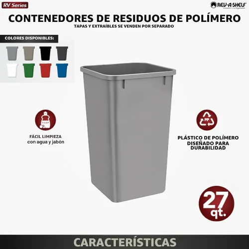 Vista 4 de Rev-A-Shelf RV-1024-52 - Recipiente de cocina de recambio de 27 cuartos de galón, plástico, blanco
