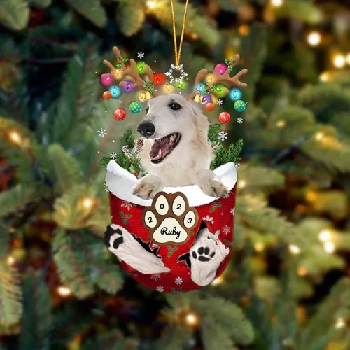 Vista 118 de Adornos personalizados de Pug cervatillo – Decoración personalizada para árbol de Navidad con patas de bolsillo de nieve