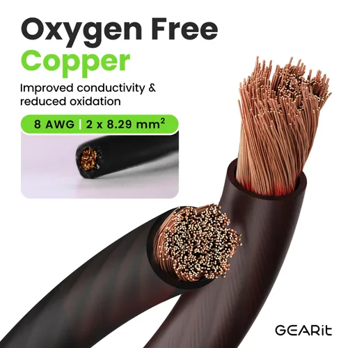 Vista 2 de GEARit Cable de calibre 8 OFC, cable de batería de cobre sin oxígeno 8 AWG, cable negro de alimentación/tierra de 25 pies para audio de automóvil