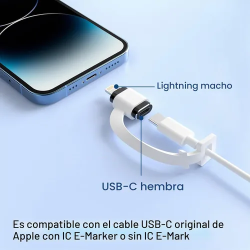 Vista 5 de TechMatte - Juego de 2 adaptadores USB C hembra a Lightning macho, 2.2A de carga y transferencia de datos, compatible con iPhone 14, 13, 12, 11, XS
