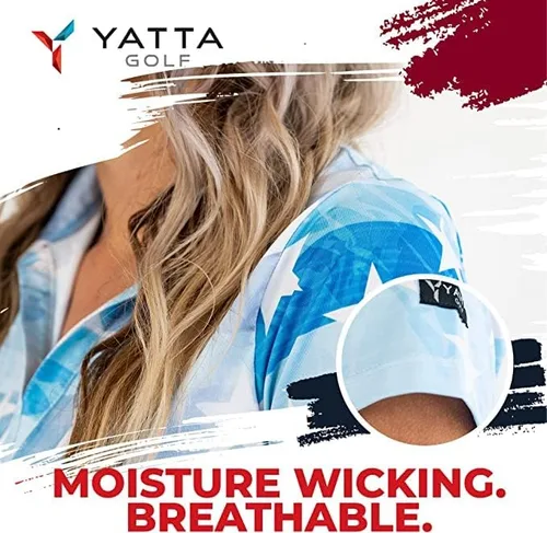 Vista 4 de YATTA GOLF Polo de golf para mujer, resistente a las arrugas, absorbe la humedad y cuello en V para mujer
