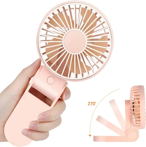 Vista 7 de TriPole Mini ventilador de mano USB, ventilador portátil recargable con pilas, ventilador de escritorio plegable de 3 velocidades, ventilador