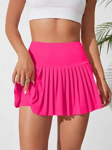 Vista 3 de MakeMeChic Falda pantalón de tenis de cintura alta plisada para mujer