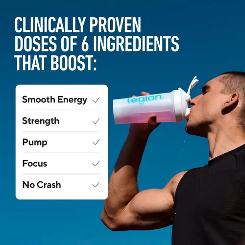 Vista 3 de LEGION Pulse Pre Workout - Bebida preentrenamiento de óxido nítrico totalmente natural para aumentar la energía, sin creatina, endulzada