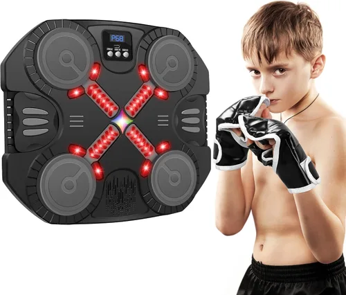 Vista 8 de Máquina de boxeo de música juguetes deportivos para niños y adultos, blanco de perforación inteligente Bluetooth montado en la pared, almohadilla
