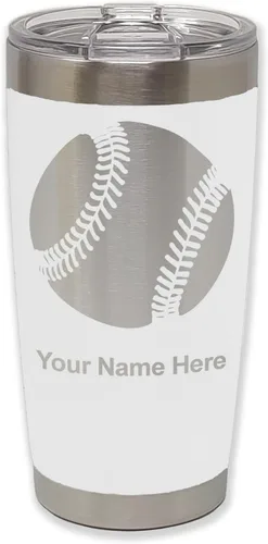 Vista 29 de LaserGram Vaso personalizado de 20 onzas, pelota de béisbol (verde camuflado)