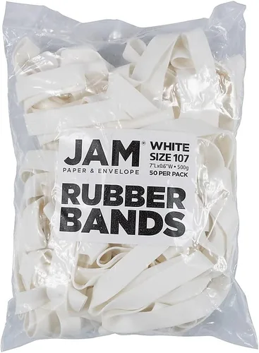 Vista 12 de JAM PAPER Bandas de goma coloridas, tamaño 33, bandas elásticas blancas, 100/paquete Blanco